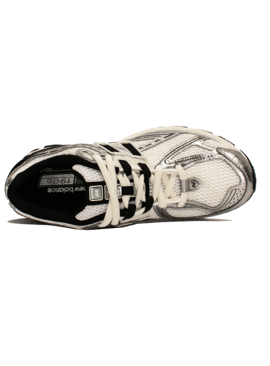 New Balance 1906R Silver and White Mesh Sneakers with Black N Logo