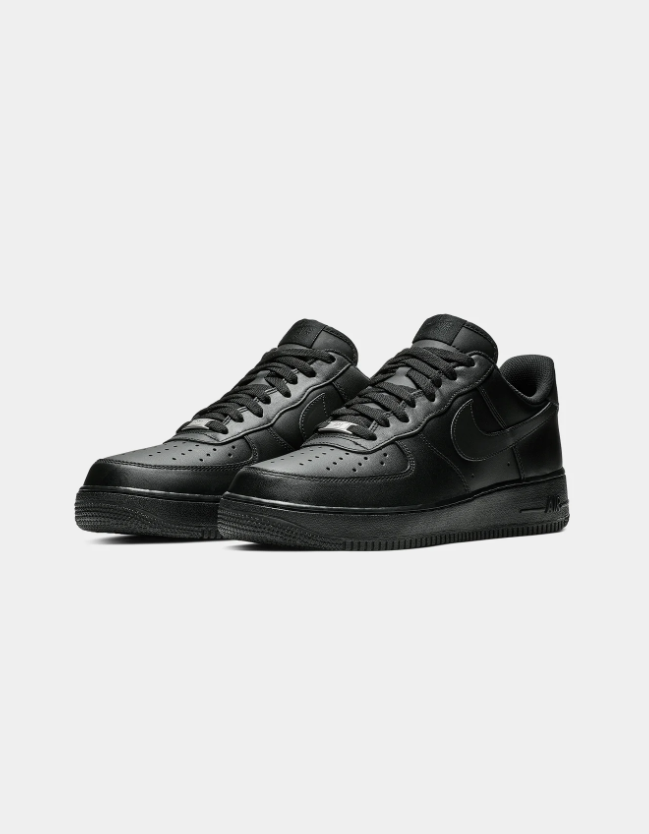 Nike All-Black Low-Top Sneakers with Tonal Swoosh and Perforated Toe