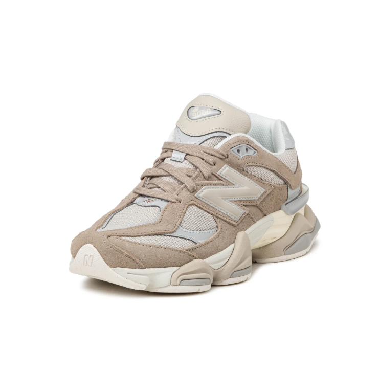 New Balance Beige and Cream Mesh Sneakers with Sculpted Chunky Sole