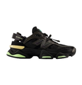 New Balance Black Mesh Sneakers with Lime Accents and Segmented Chunky Sole