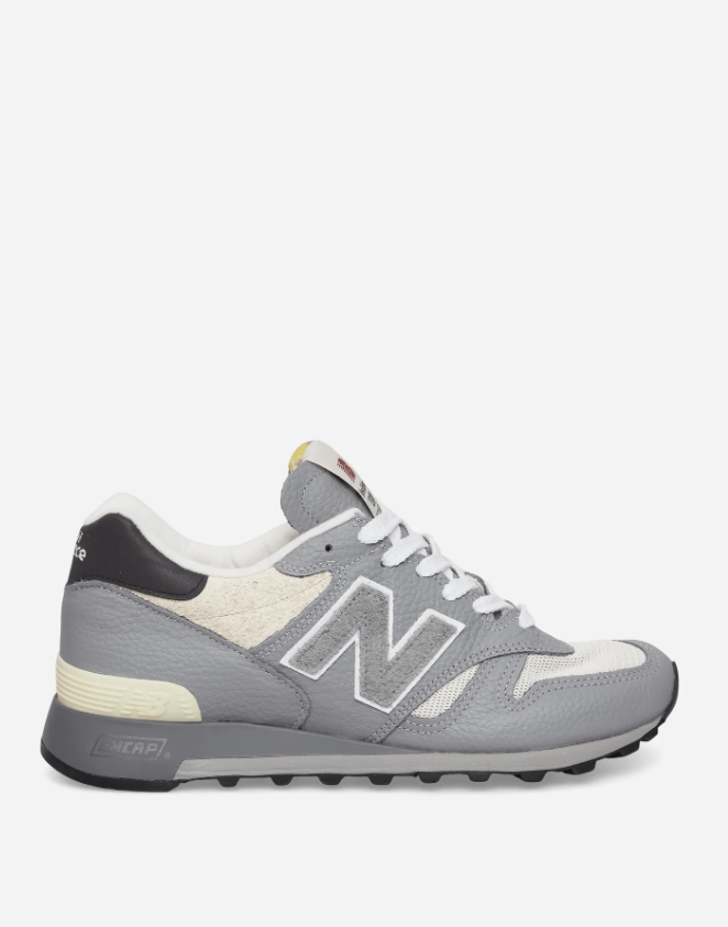 New Balance 1300 Grey and Cream Sneakers with White-Trimmed N Logo