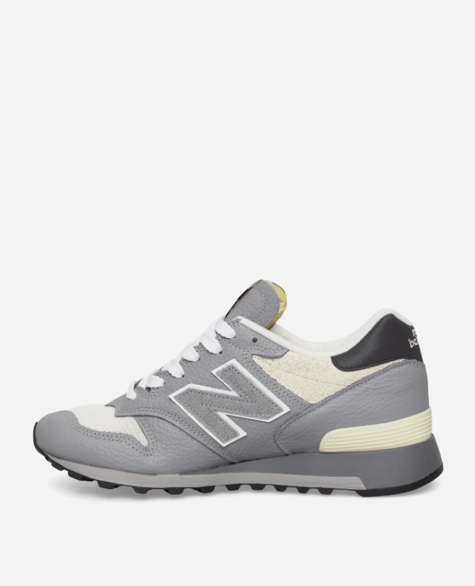 New Balance 1300 Grey and Cream Sneakers with White-Trimmed N Logo