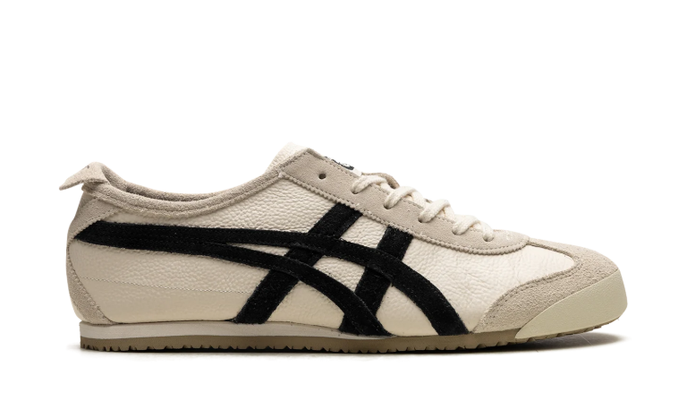 Onitsuka Tiger Cream and Beige Low-Top Sneakers with Black Stripes