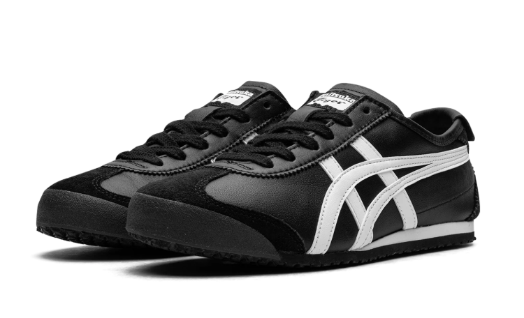 Onitsuka Tiger Black Low-Top Sneakers with White Side Stripes