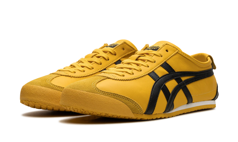 Onitsuka Tiger Yellow Low-Top Sneakers with Black Side Stripes