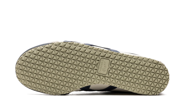 Onitsuka Tiger Cream Low-Top Sneakers with Navy Side Stripes