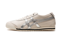 Onitsuka Tiger Cream Low-Top Sneakers with Metallic Silver Stripes and Serrated Sole